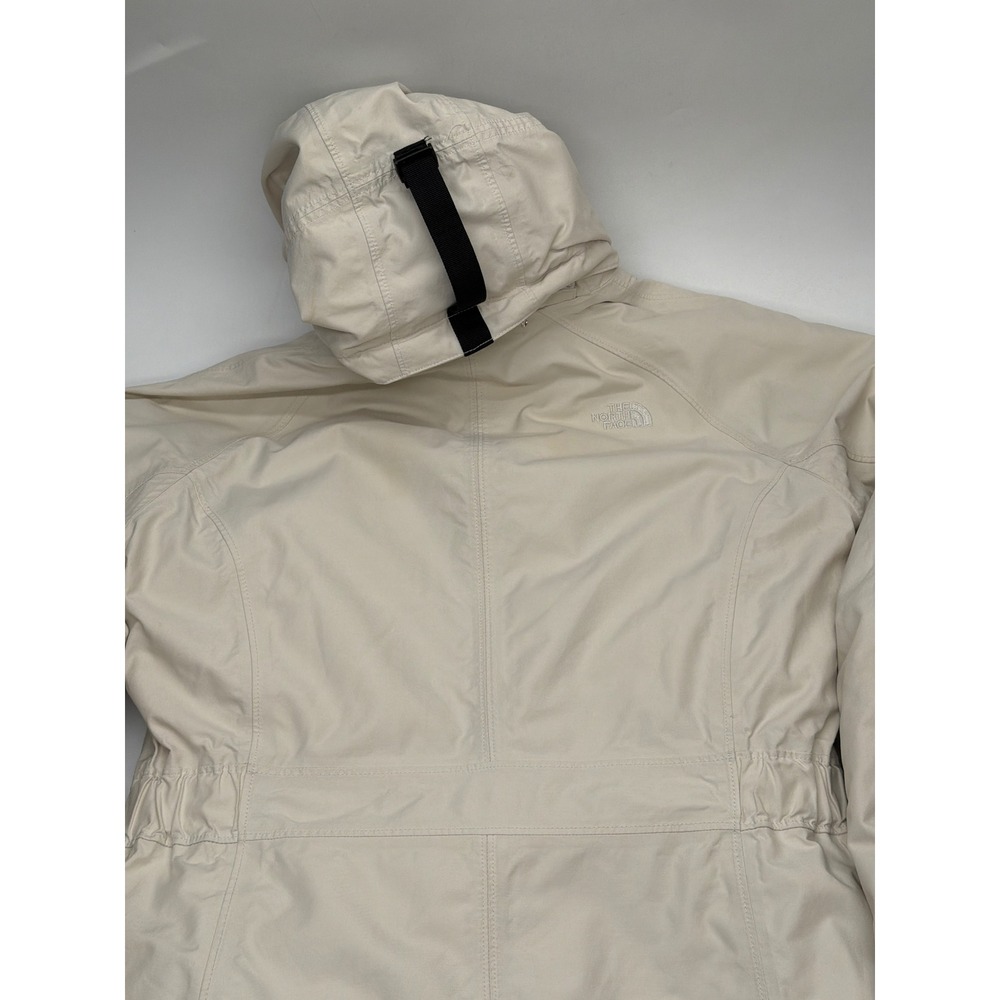 The North Face HyVent Women Parka Jacket Hooded Insulated Cream Beige Longline M - Picture 15 of 16